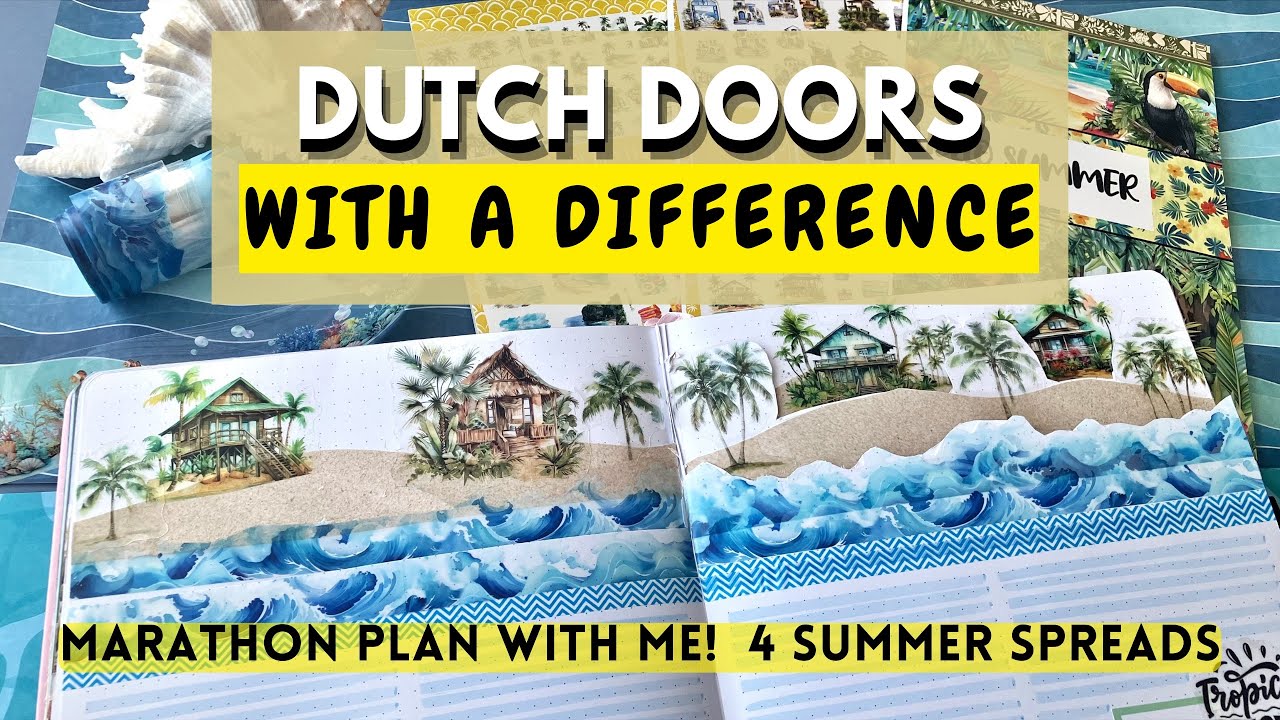 Plan With Me | 4 Horizontal Dutch Door spreads in my Creative Journal 🖋️ with a Tropical theme 🌴