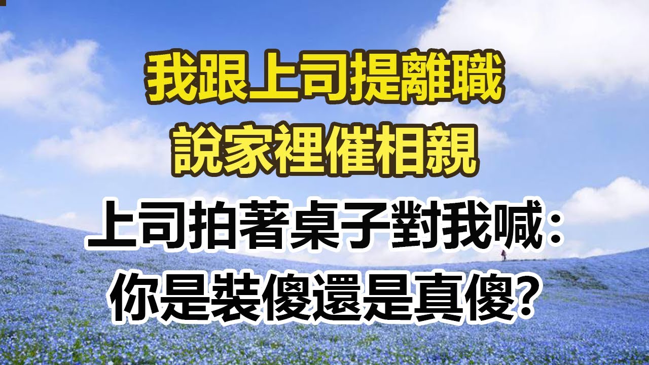 我跟上司提離職，說家裡催相親，上司拍著桌子對我喊：你是裝傻還是真傻？#幸福敲門 #為人處世 #生活經驗 #情感故事