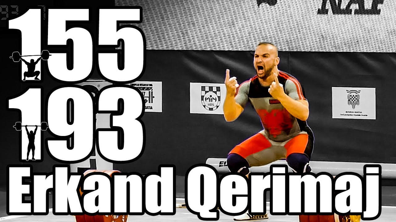Erkand Qerimaj (76.8kg Albania) 155kg Snatch 193kg Clean and Jerk - 2017 European Championship