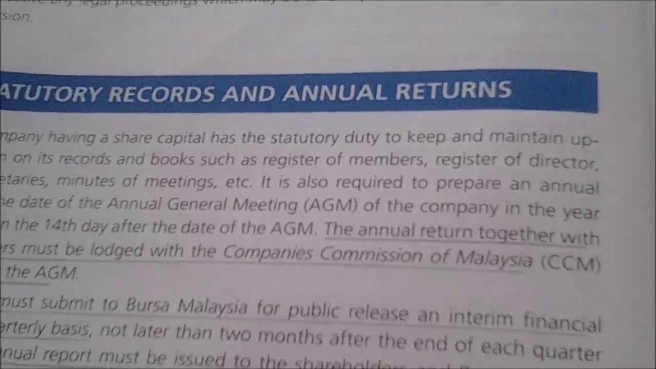 Accounting: Intro.to Companies (Statutory Records & Annual Returns)
