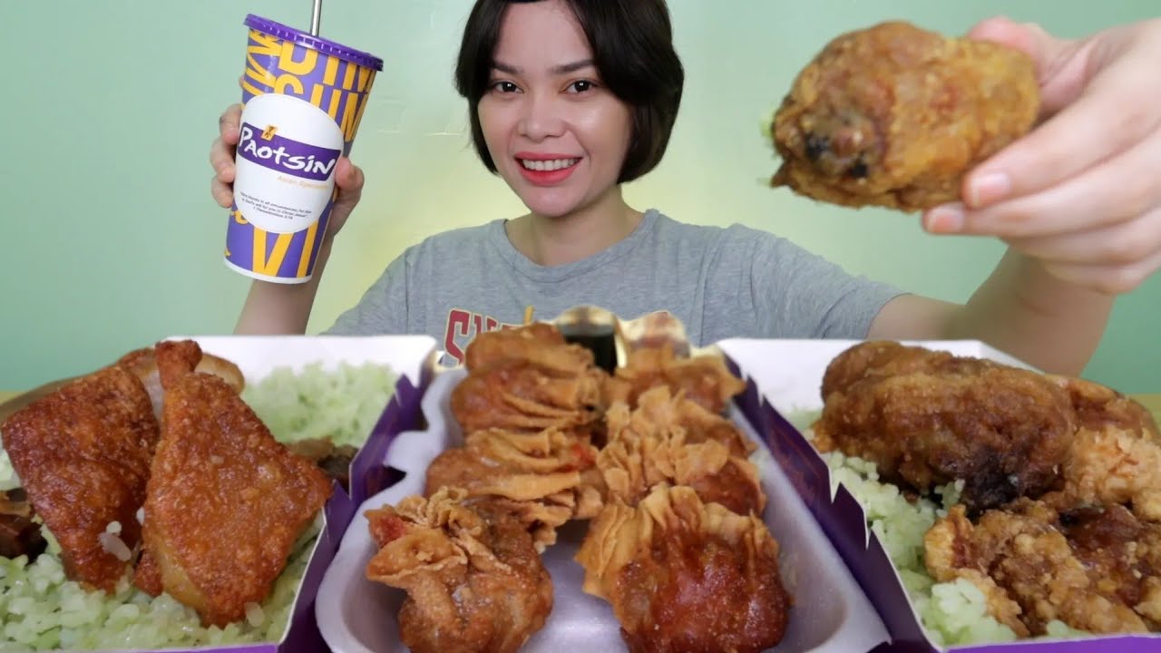PAOTSIN MUKBANG | fried sharksfin, fried crab wonton, crackling pork, chicken with hainanese rice
