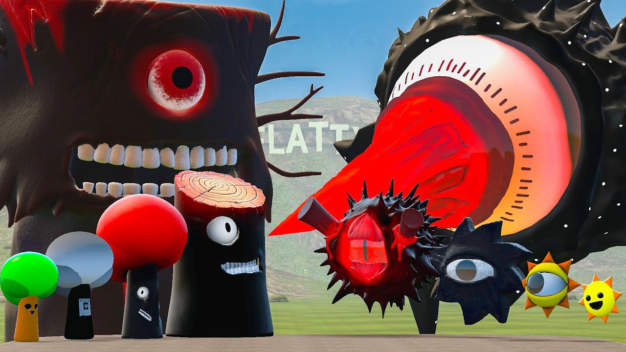 WHO IS STRONGER SPUNKI TREE ALL PHASES VS SPRUNKI MR BLACK SUN ALL PHASES in Garry's Mod?!