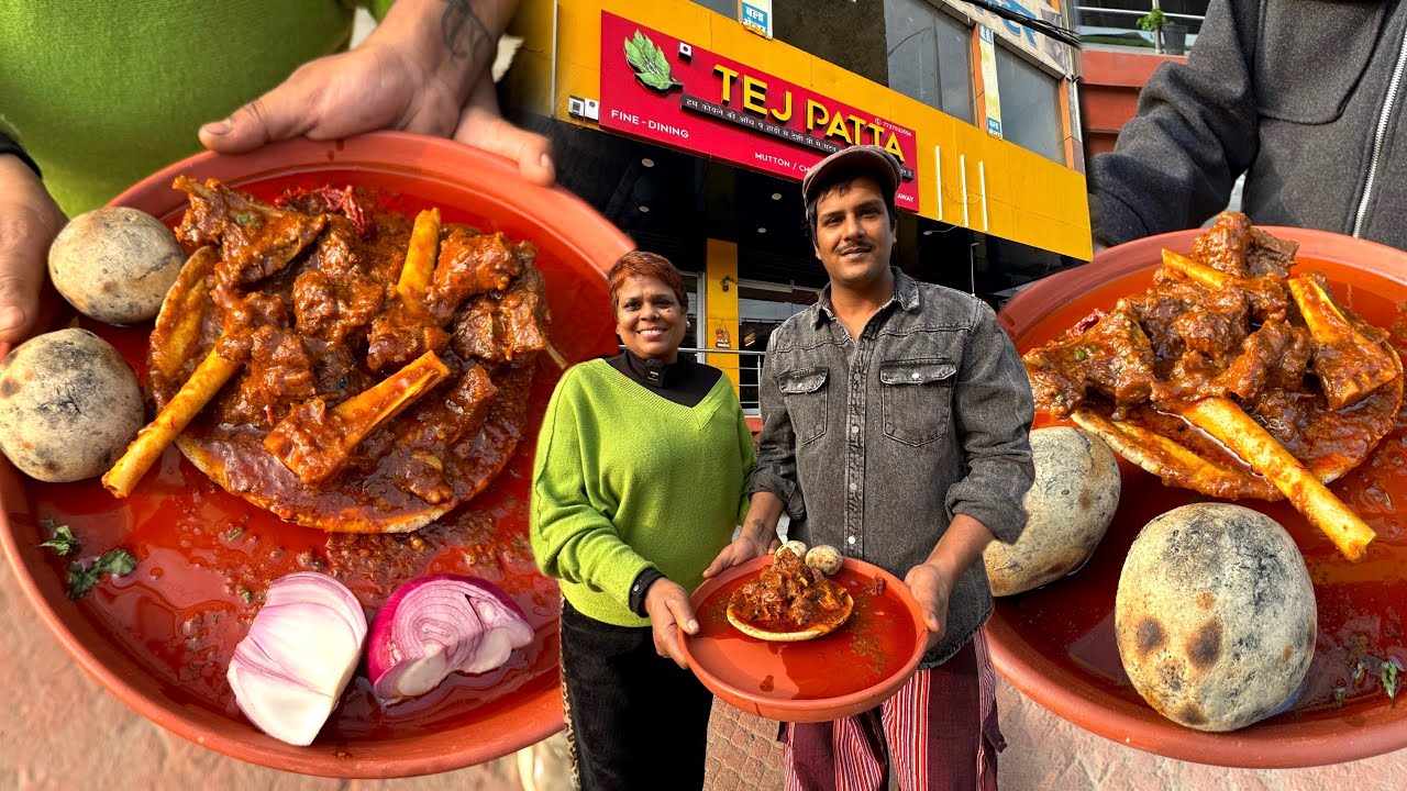 भरतपुर की दबंग लेडी का जोरदार मटन साथ जगरे की बाटी और देसी खाने का महत्व INDIA FOOD TOUR | TEJ PATTA
