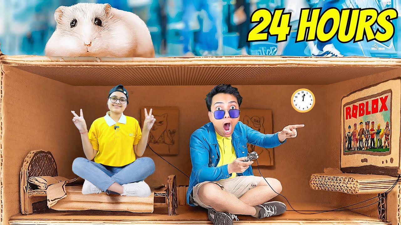 Living in cardboard house for 24 hours 🤭🤭 ​⁠@The Target siblings ​⁠@Anu Sharma