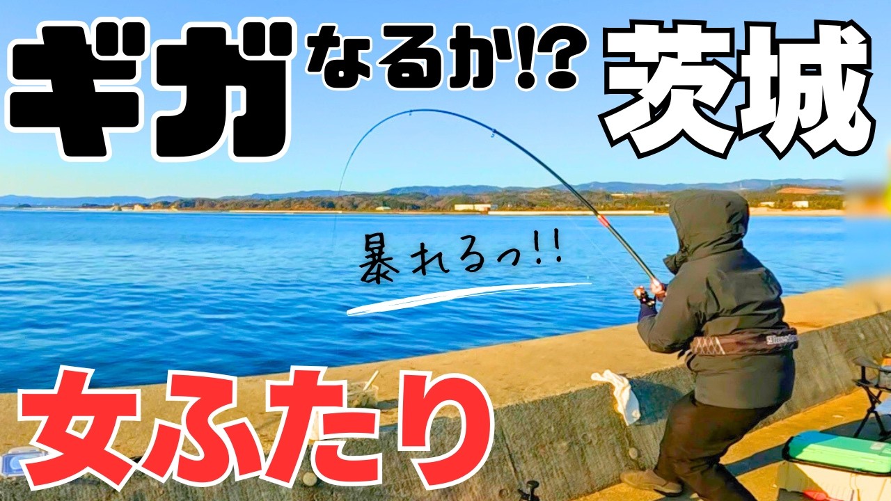 ギガ登場か⁉アジ30㎝が小さく見えるお化け堤防‼巨大魚を釣りまくる女ふたり