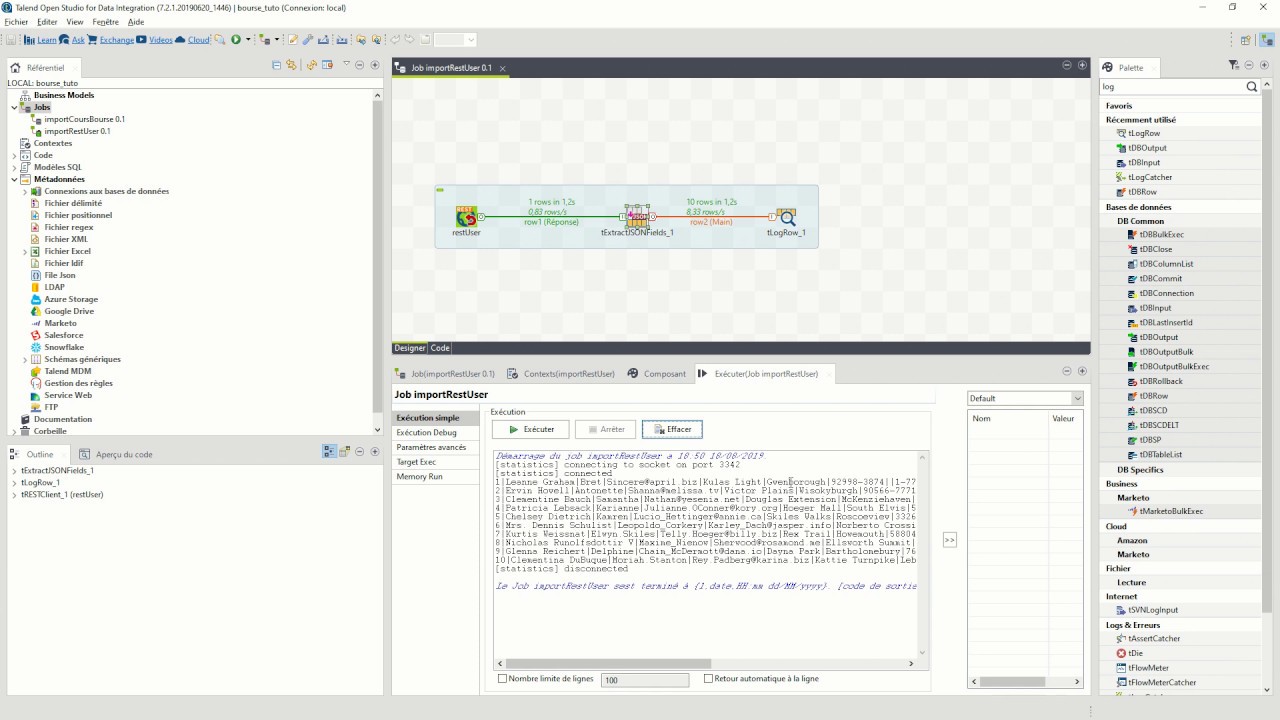 Tuto Talend : importer des données JSON d'un web service Rest