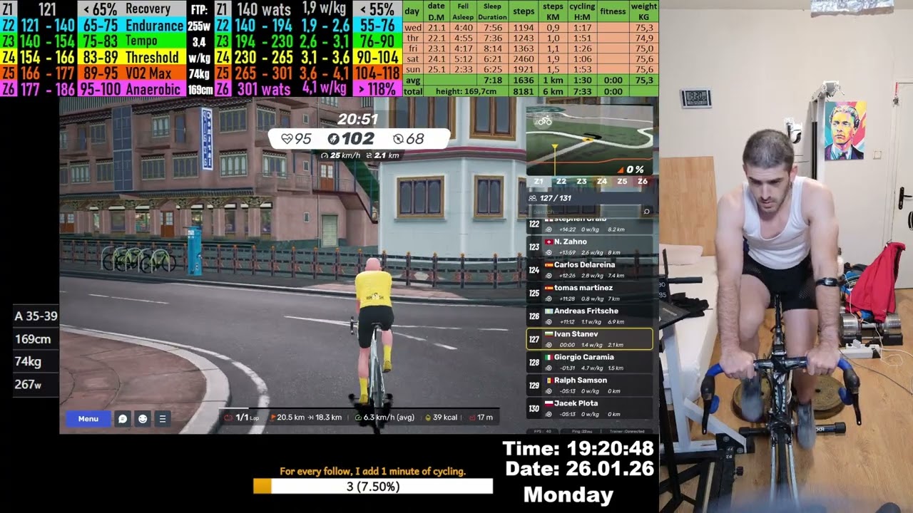 MyWhoosh Cycling Workout Live Stream 26.01.2026 zv