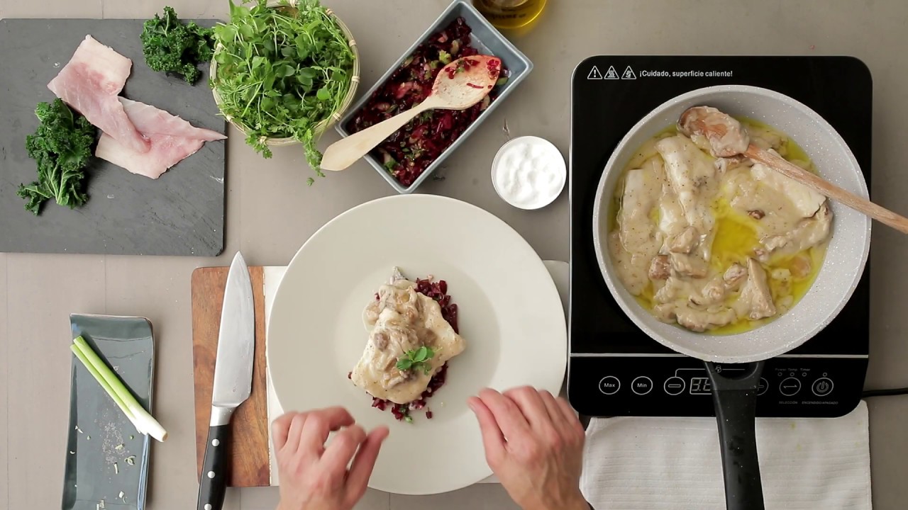 Ventresca de Corvina con pil-pil de boletus
