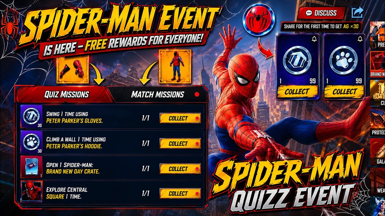 Free Lucky And Buddy Coins Spider-Man Event Is Here | Complete Quizzes Mission And Get Free Rewards