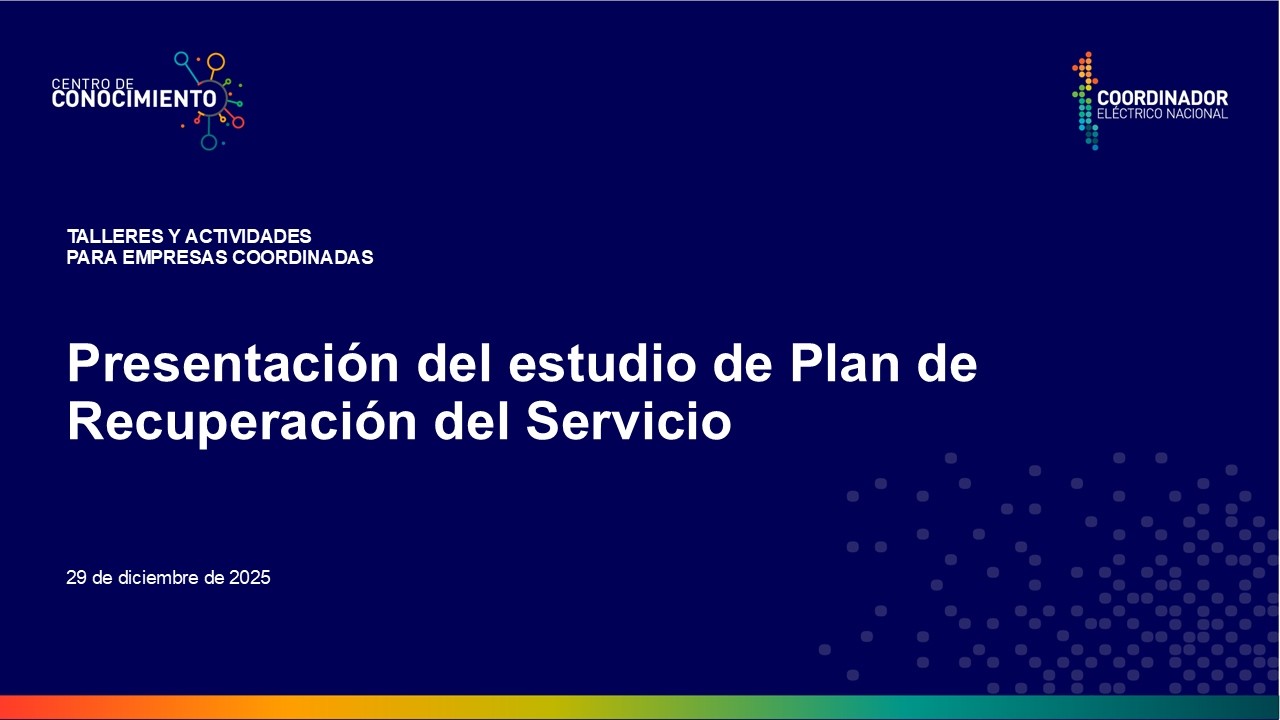 Presentación del estudio de Plan de Recuperación del Servicio