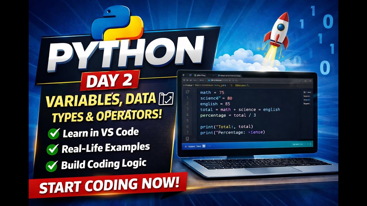 Python Day 2 🔥 Variables, Data Types & Operators Explained | Real Life + Interview Prep