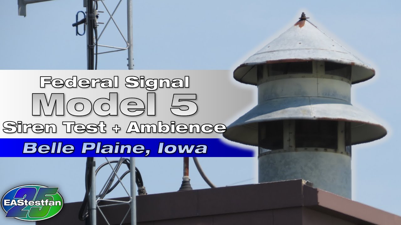 Federal Signal Model 5 Siren Test + Ambience - Belle Plaine, Iowa