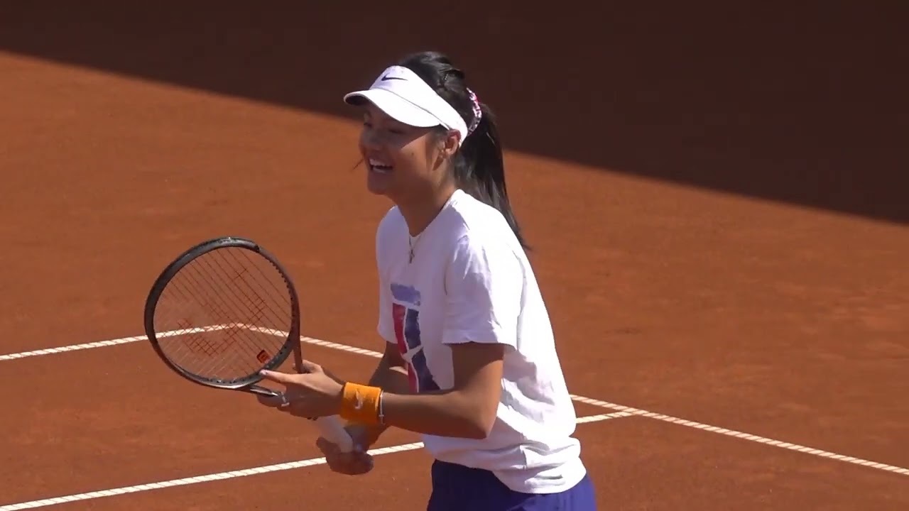 Emma Raducanu practices for her Billie Jean King Cup debut