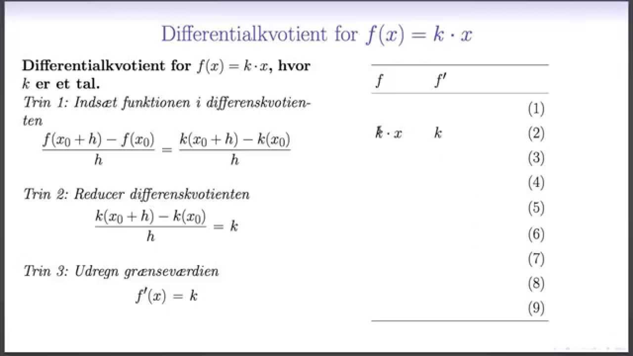 Differentialregning L2 - Tretrinsmetoden
