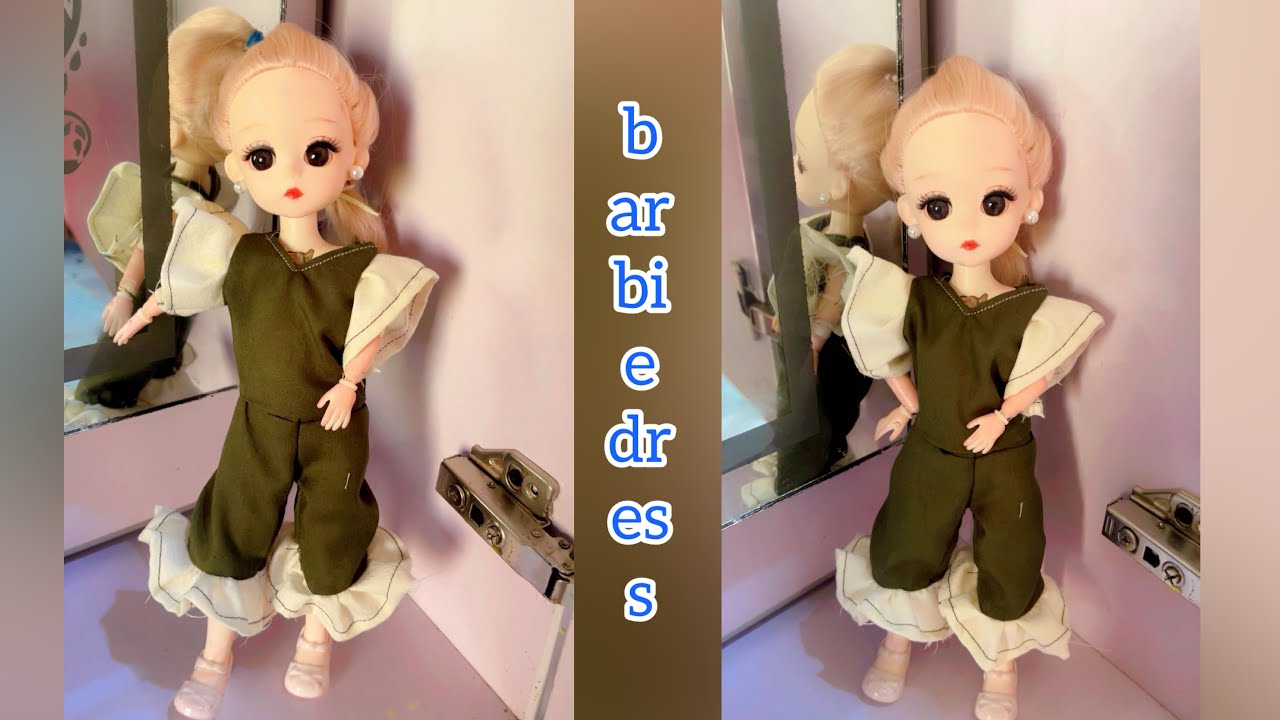DIY-Ruffle Jumpsuit for Doll | Stylish Party Outfit 💚|Kiran's Doll