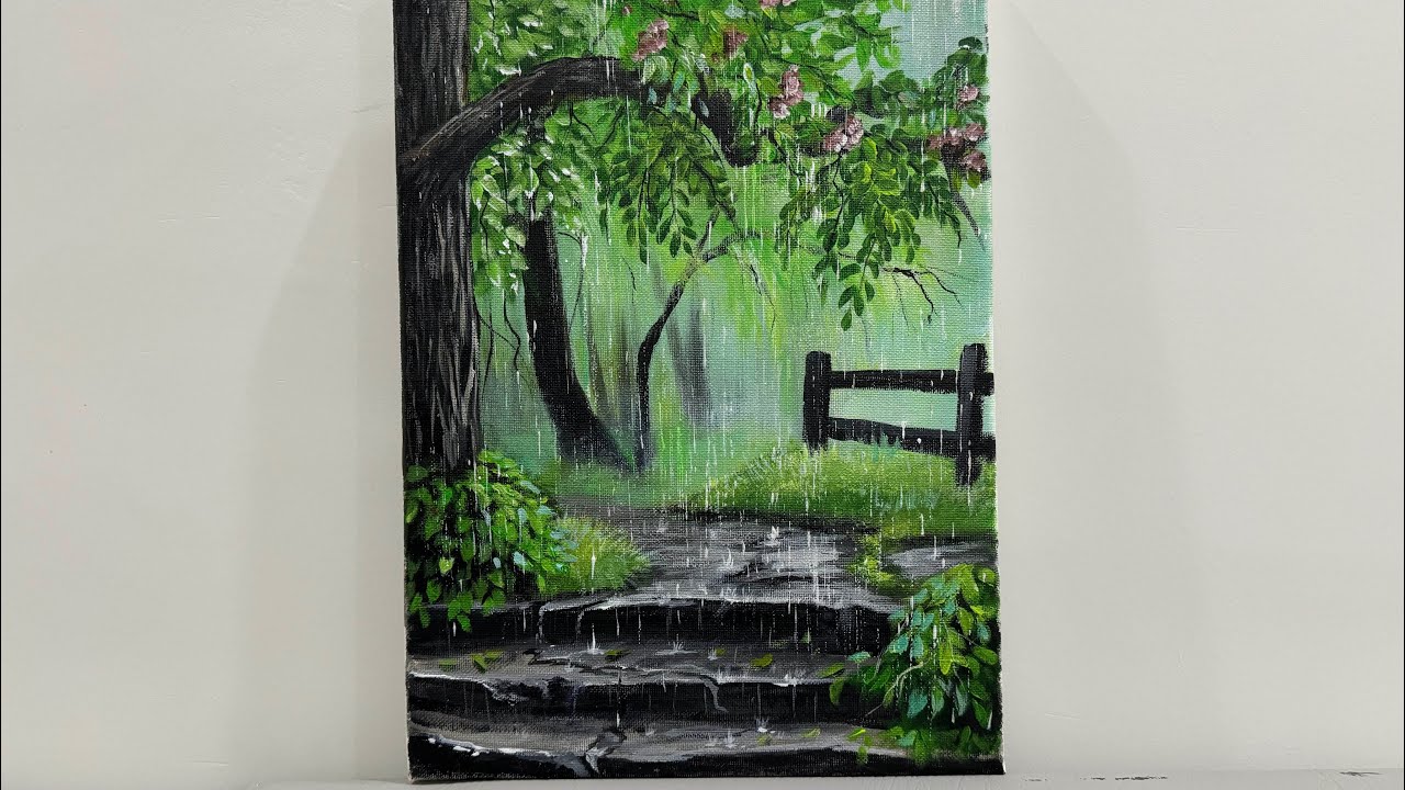 Rainy day —Acrylic Painting  || Step-by-Step Tutorial for Beginners