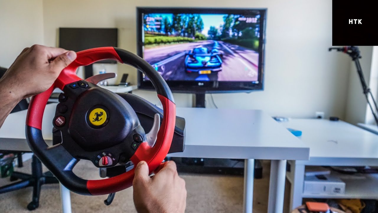 Как настроить гоночный руль Thrustmaster Ferrari 458 Spider для Xbox One X S + игровой процесс