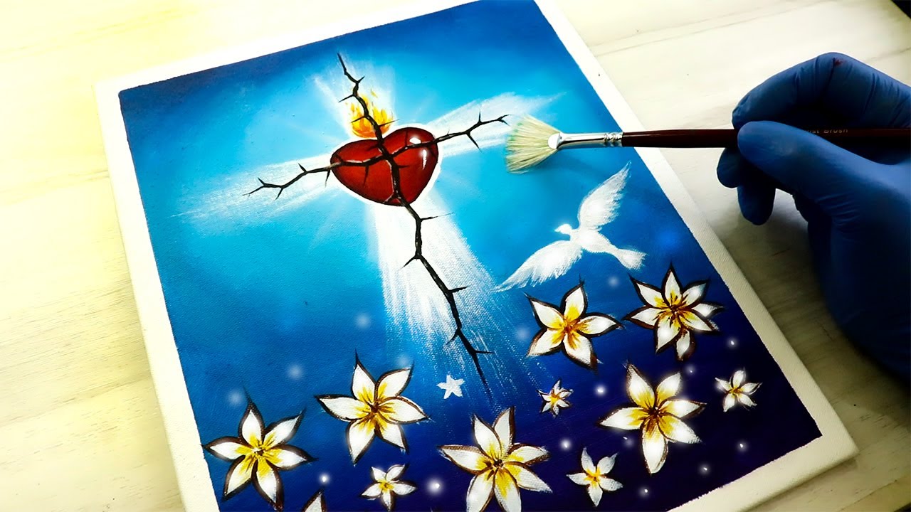 Holy Cross - Good Friday Acrylic Painting For Beginners Step By Step - Daily Art Challenge #216