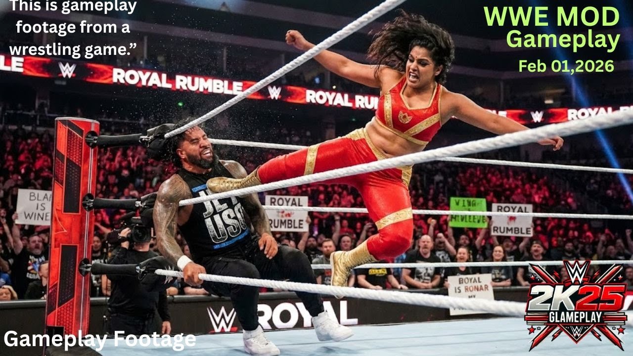 WWE 2K25 - Джей Усо против индийской дивы | Геймплей межгендерного матча | Февраль 2026 г.