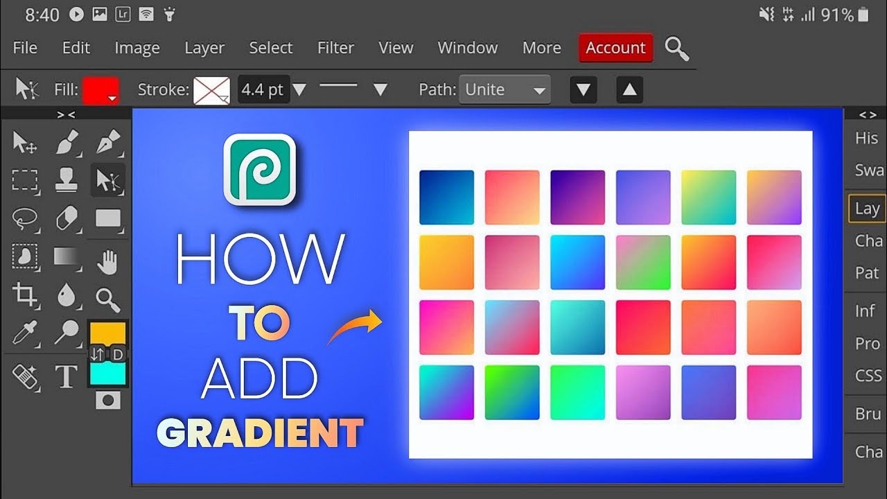 How To Add Custom Gradient Filter In Photopea || 300 Gradient Filters || photopea editing mobile
