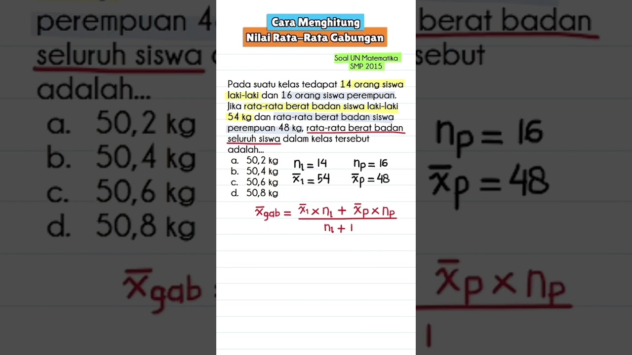 Nilai Rata-Rata Gabungan #matematika #statistika