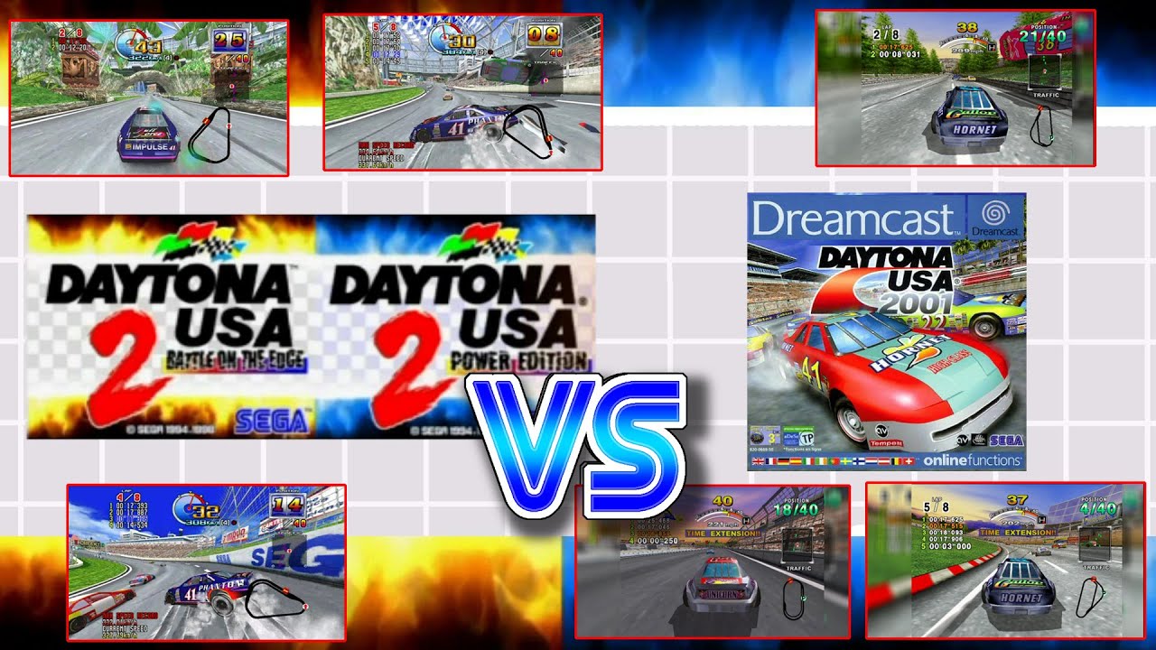 Daytona USA 2 Vs Daytona USA 2001 in 60fps