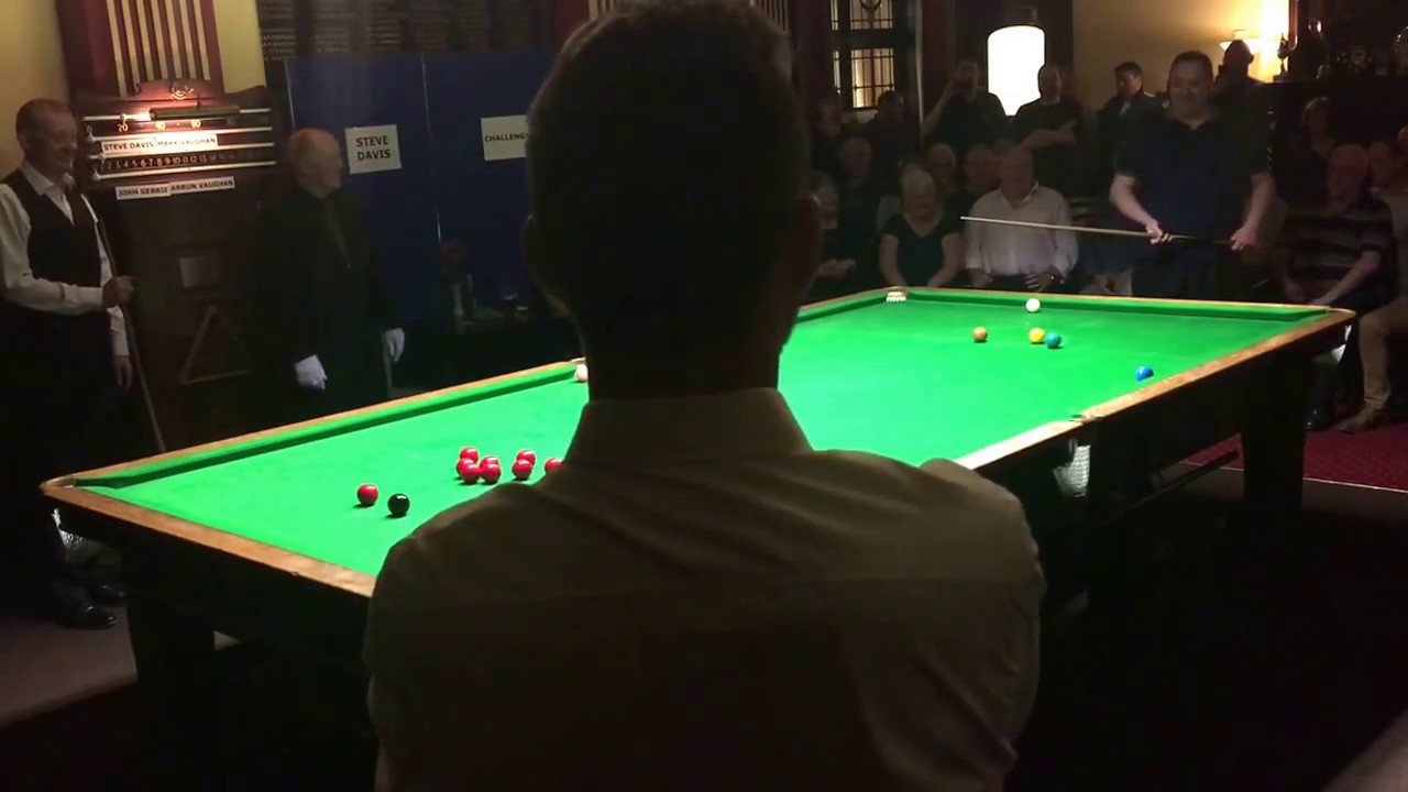 Snooker exhibition at the Burton Cons Club, Steve Davis partnered by Mark against Arron and Josh.