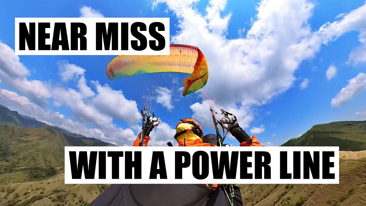 Near miss with a power line on a paraglider | Colombia