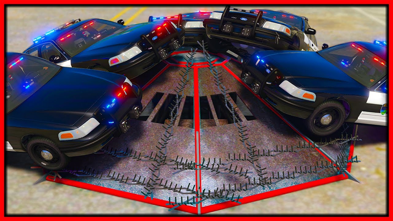 Ролевая игра GTA 5 — машина с шипами, переворачивающаяся на 360 градусов, уничтожает полицейских ...