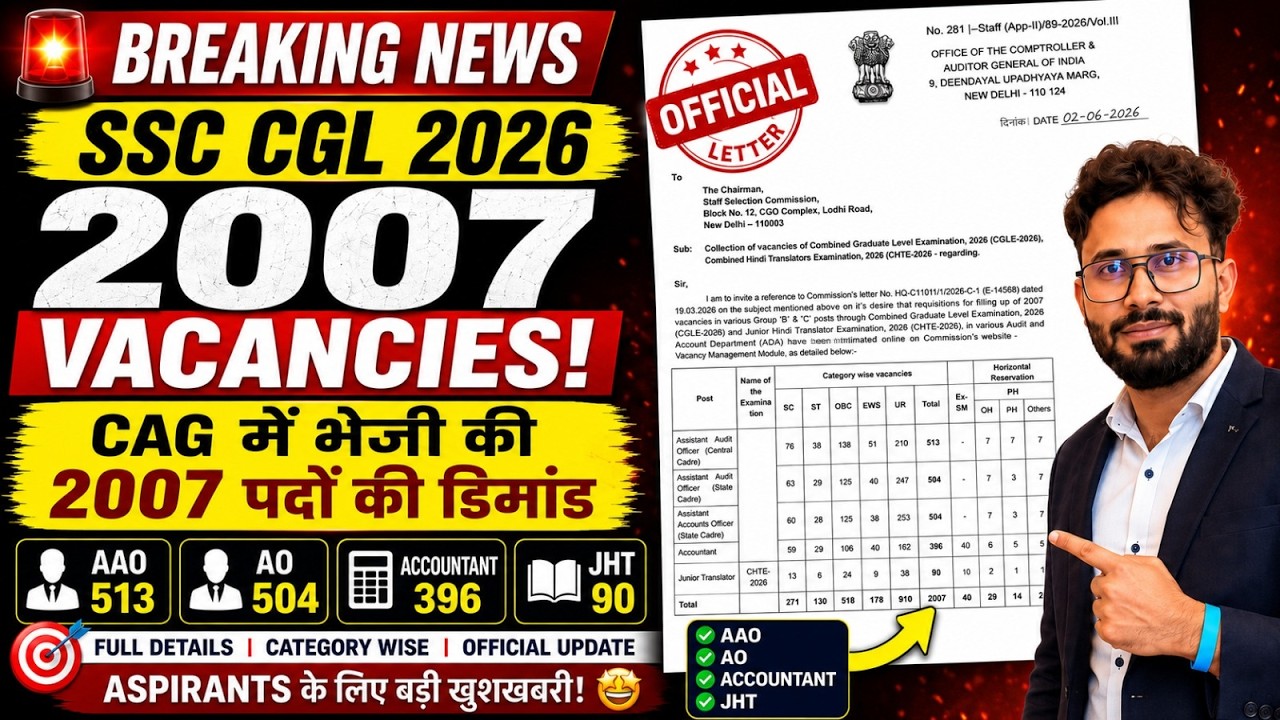 SSC CGL Vacancy 2026 Increased | 2007 नई Post आई🔥 | SSC CGL Big Update