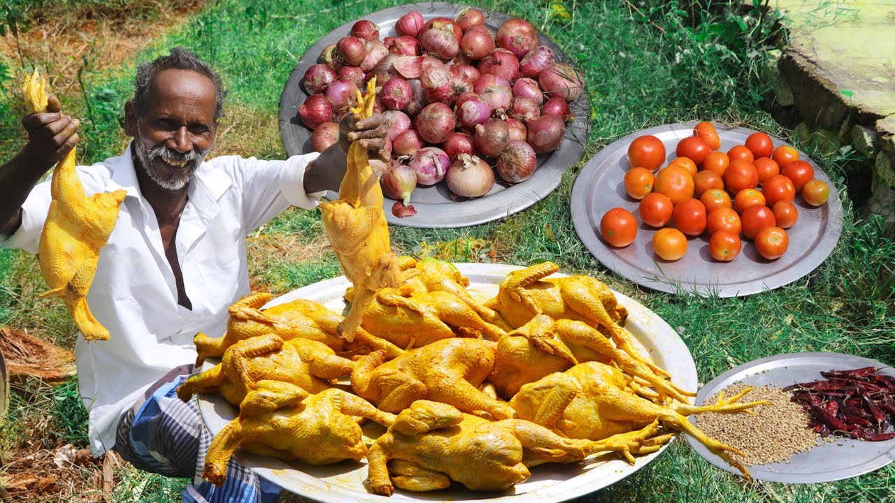 ONION JUICE CHICKEN GRAVY | நாவில் எச்சில் ஊறும் கோழிக்கறி சமையல் | Karuppasami Grandpa Preparing
