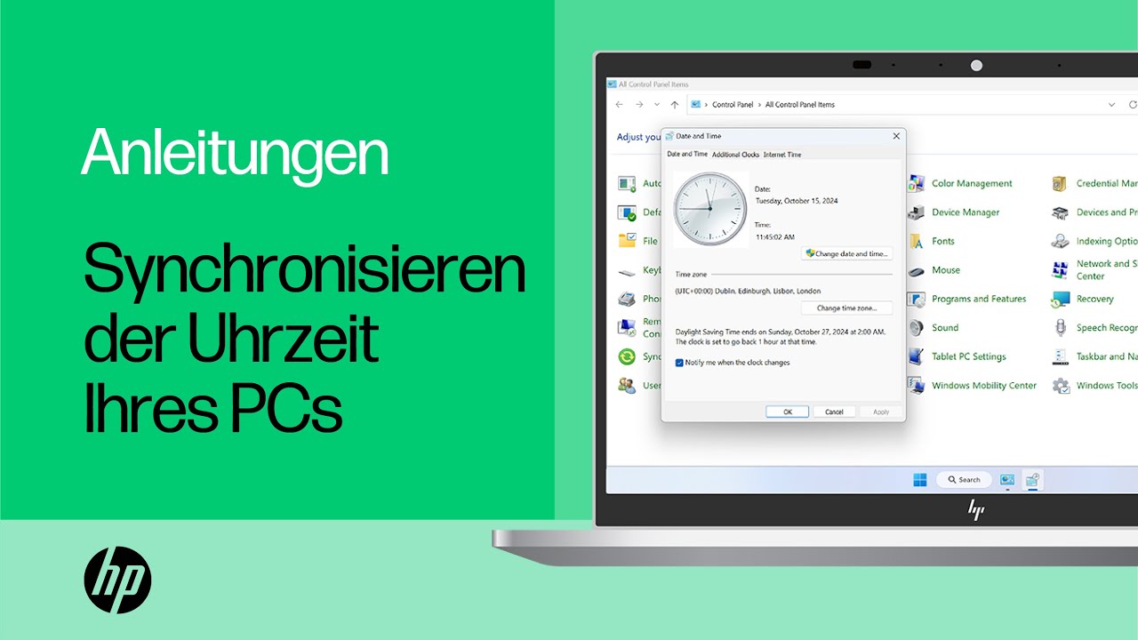 So synchronisieren Sie Ihre PC-Uhrzeit mit einem Internetzeitserver unter Windows 11 | HP Support
