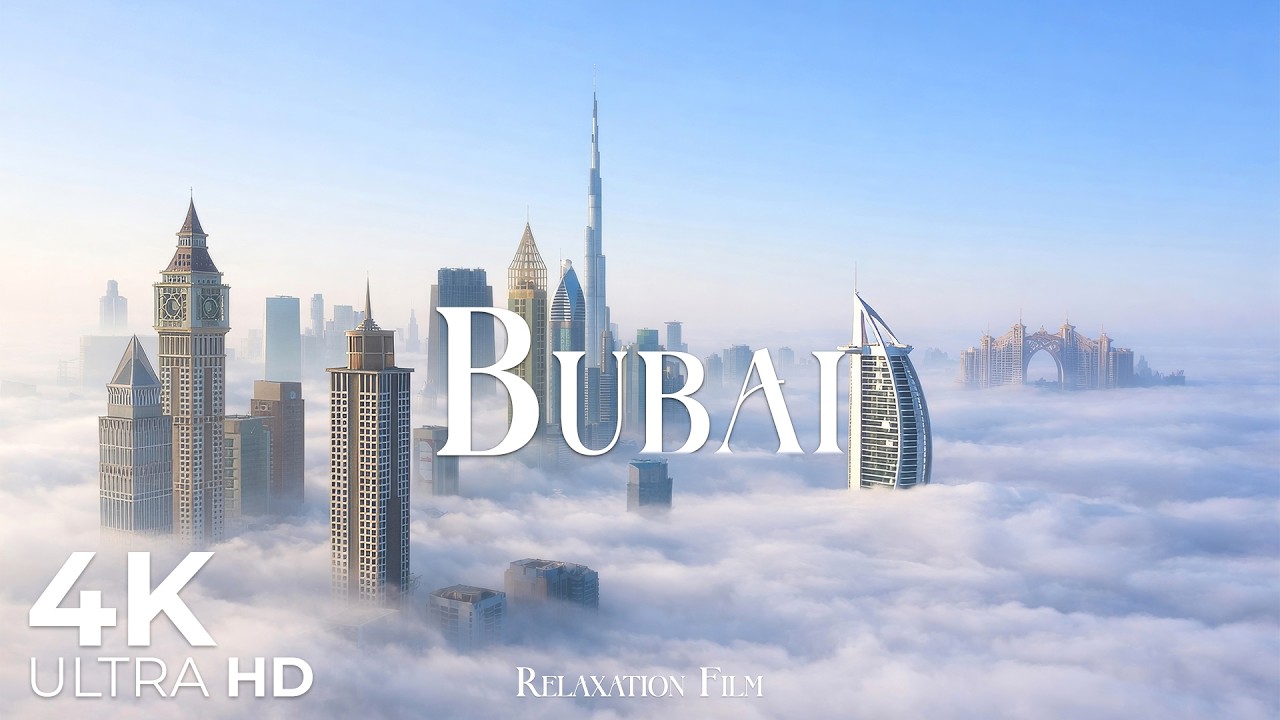 Дубай (Dubai) 4K - Пейзажный фильм для релаксации с пианино - Видео Ultra HD
