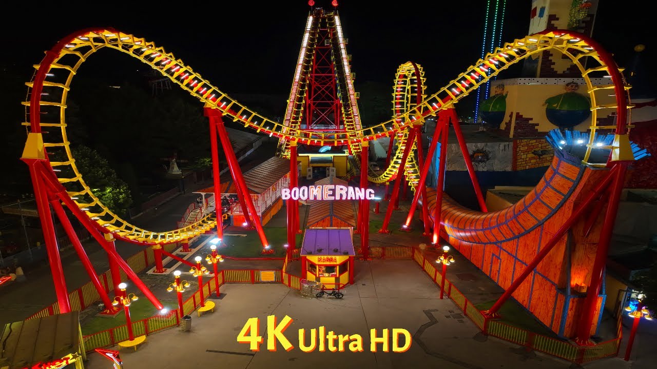 BOOMERANG Roller Coaster At Amusement Park Prater Wien City Tour [4K] - Airdynamics Vienna, Austria