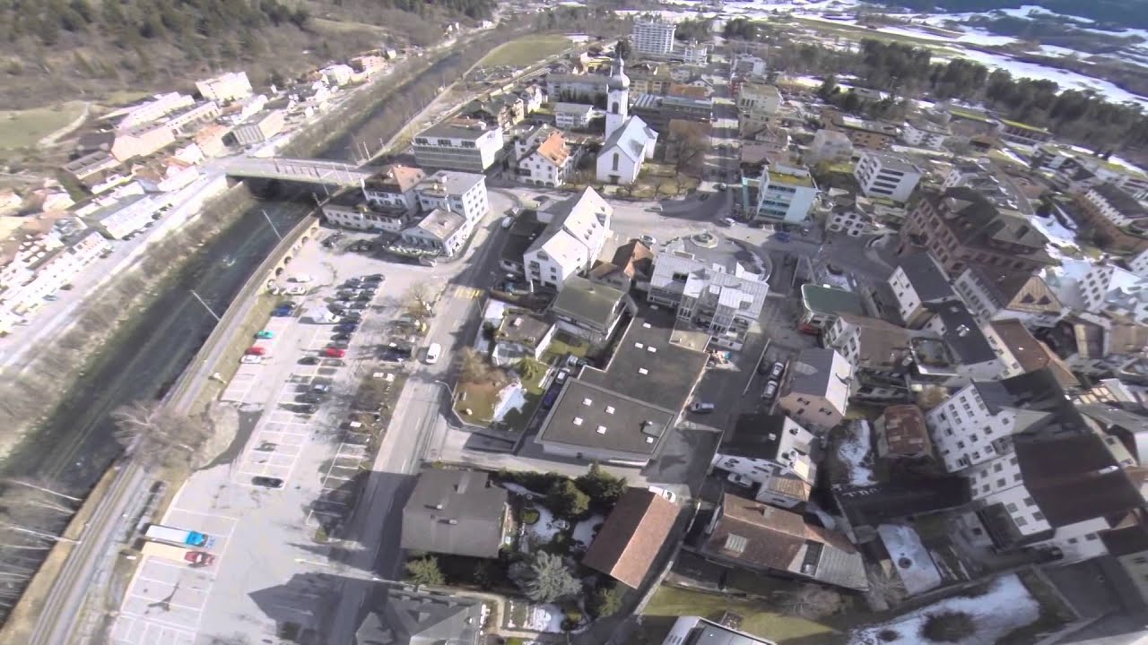Ilanz, Switzerland Drone Fly  Over