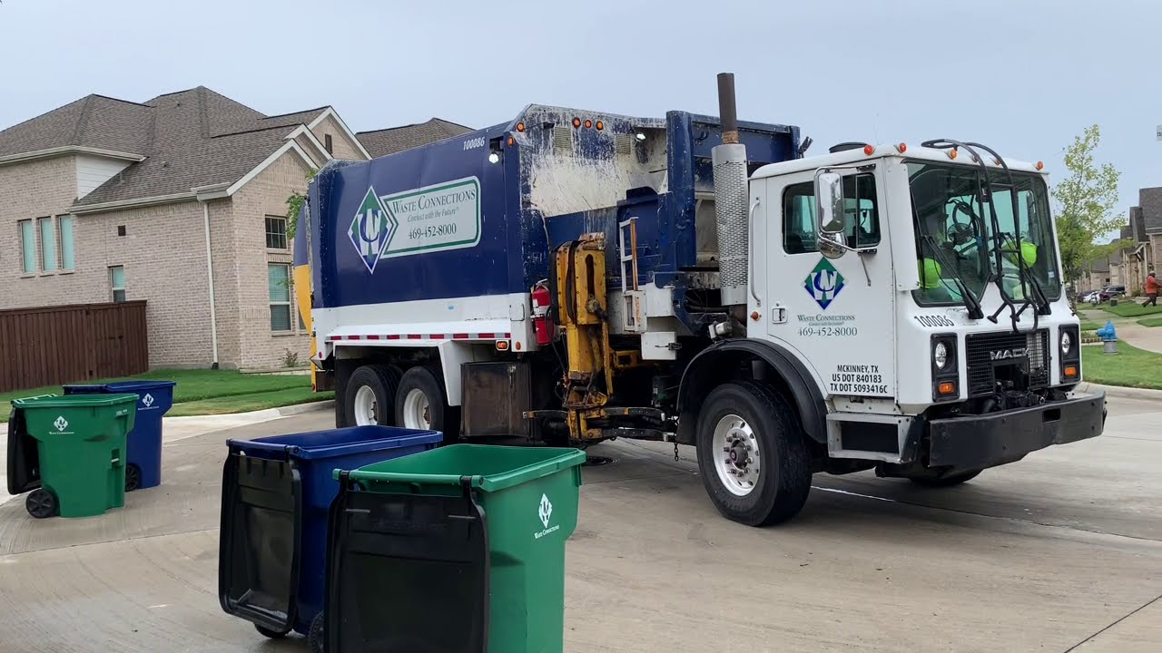 Waste Connections Mack MR Labrie Automizer Collecting Recycle