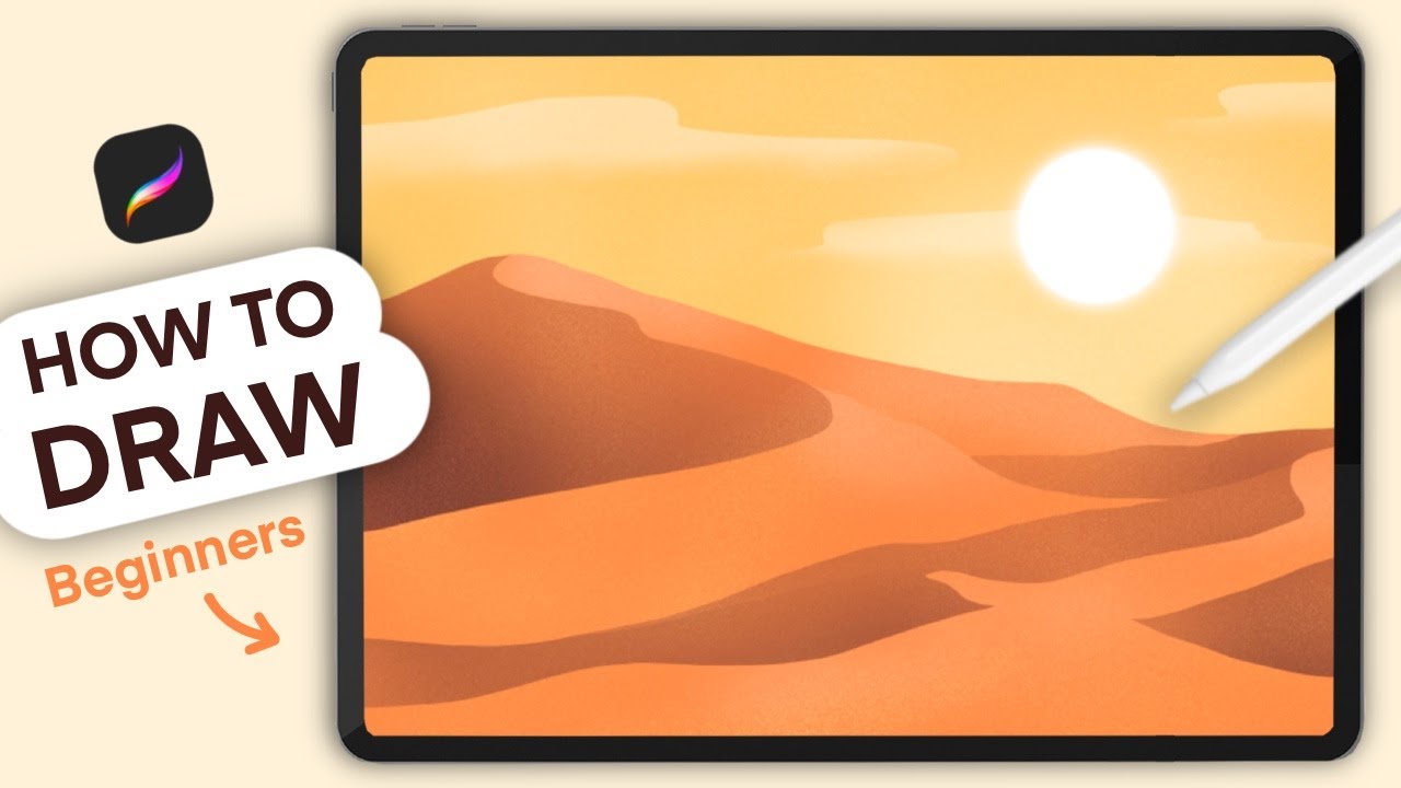How to draw a Desert | Easy Procreate Drawing Tutorial for Beginners