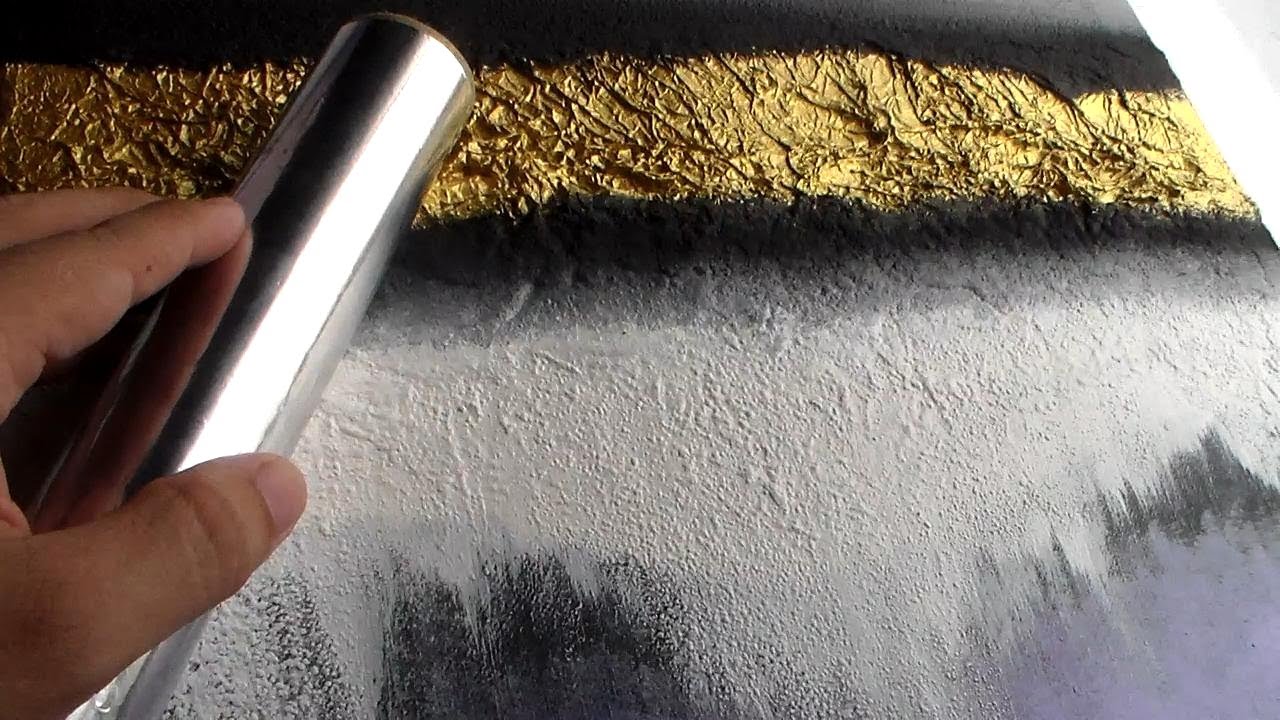 Simple Textured Abstract painting with Aluminum Foil