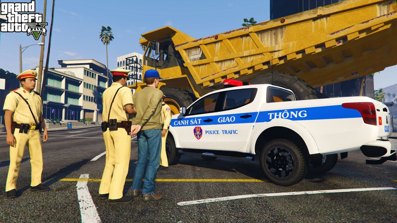 GTA 5 Cảnh Sát Giao Thông VN Bắt Giữ Tội Phạm Nguy Hiểm Vận Chuyển Hàng Cấm Trên Xe 