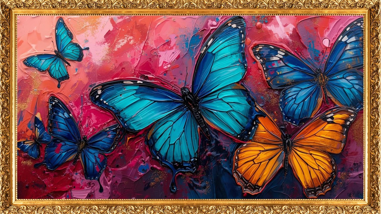 Butterflies in Flight ✨ Thick Oil Painting | 2 Hour Art Screensaver