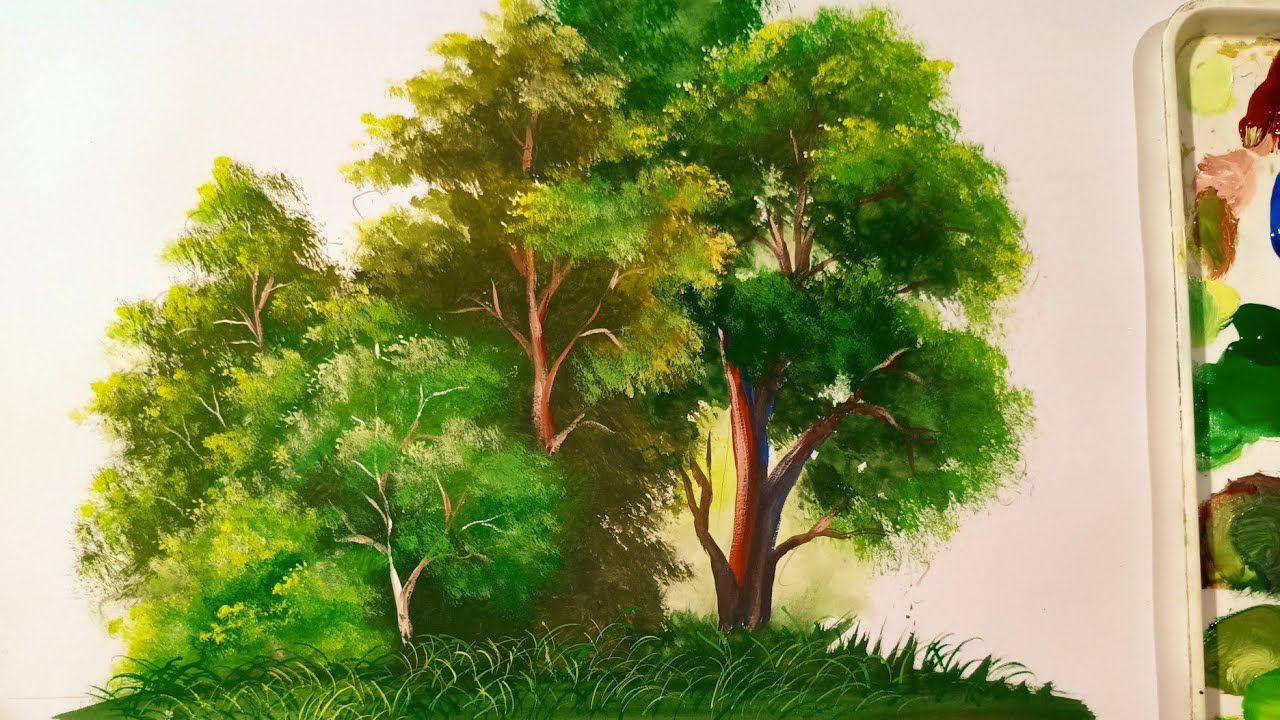 How to paint tree in Poster Colour for beginners
