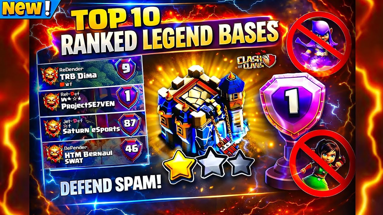 Top-10 Th18 Anti Thrower Legend League Base for 1 STARS ! With TH18 War Base Layout Clash of clans