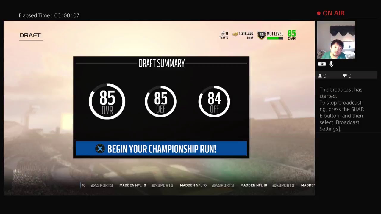 Madden 18-Drafted a 85 overall in Draft champions
