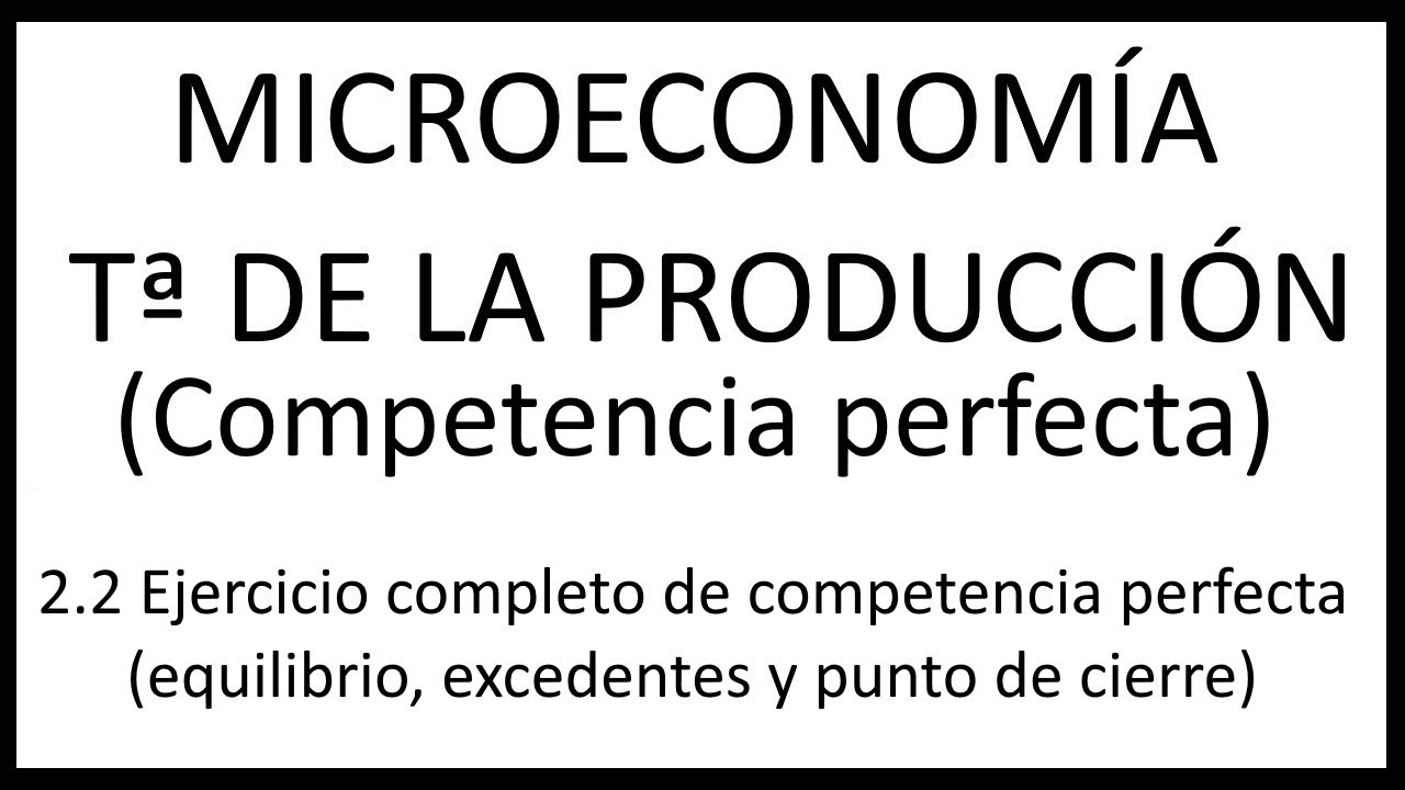 2.2 Ejercicio completo de competencia perfecta (equilibrio, excedentes y punto de cierre)