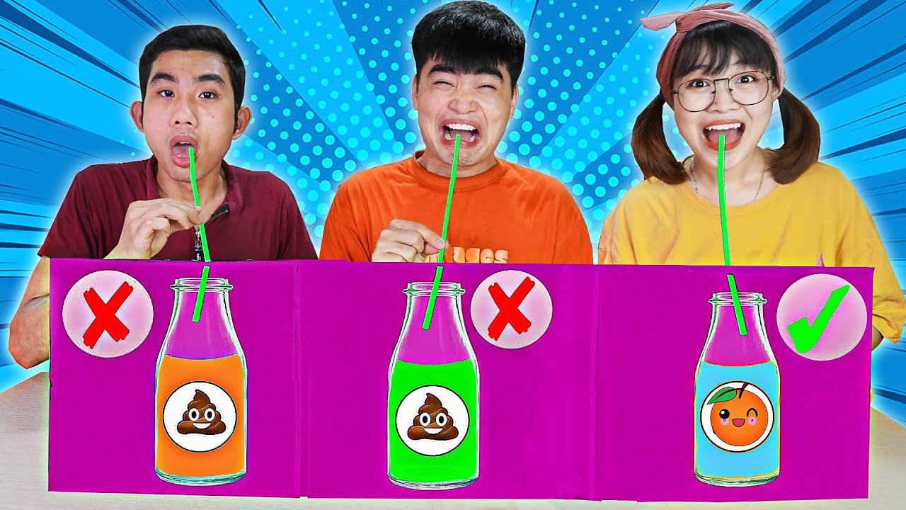 Thử Thách ĐỒ UỐNG KINH DỊ Ai Sẽ Phải Uống Dầu Ăn Tỏi Ớt - Ai May Mắn Nhất  Cùng Hà Sam
