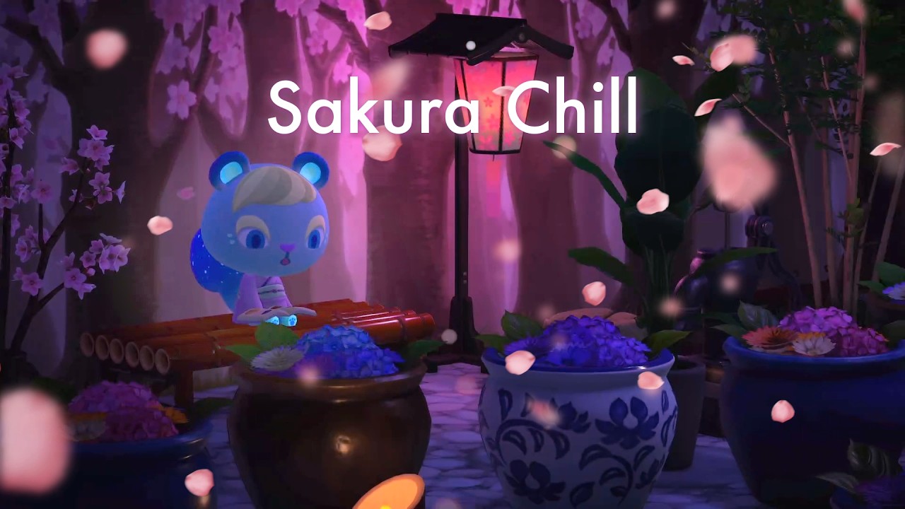 ACNH BGM 🌸 Sakura Chill 🌙 Lo-fi & Water Sounds for Study, Work & Relax｜Japanese Ambience