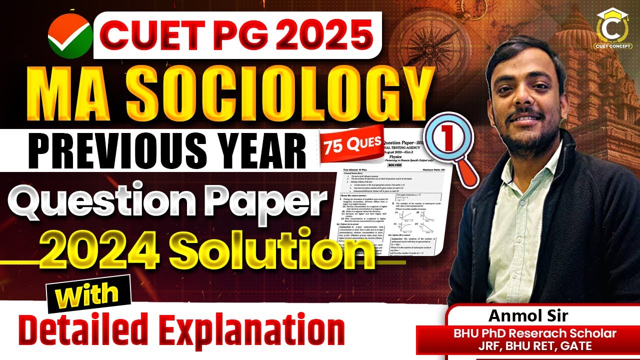 CUET PG 2025 | MA Sociology Previous Year Paper Solution Detailed📝Part-1