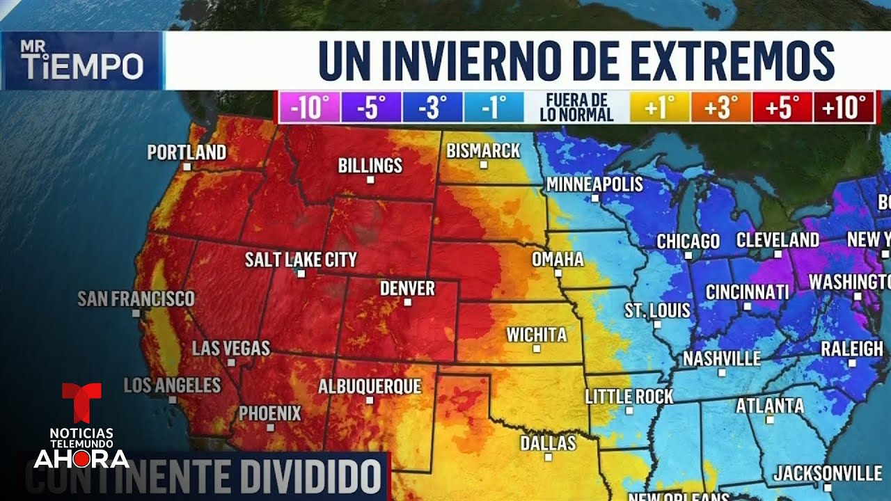 Invierno dividido: frío extremo al este y calor récord al oeste | Noticias Telemundo