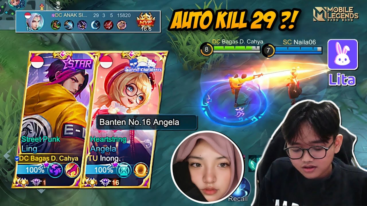 REAKSI CEWE LIAT LING BAGASDC AUTO LANGSUNG MENGAMUK KILL 29 PICK ANGELA !!! - MOBILE LEGENDS