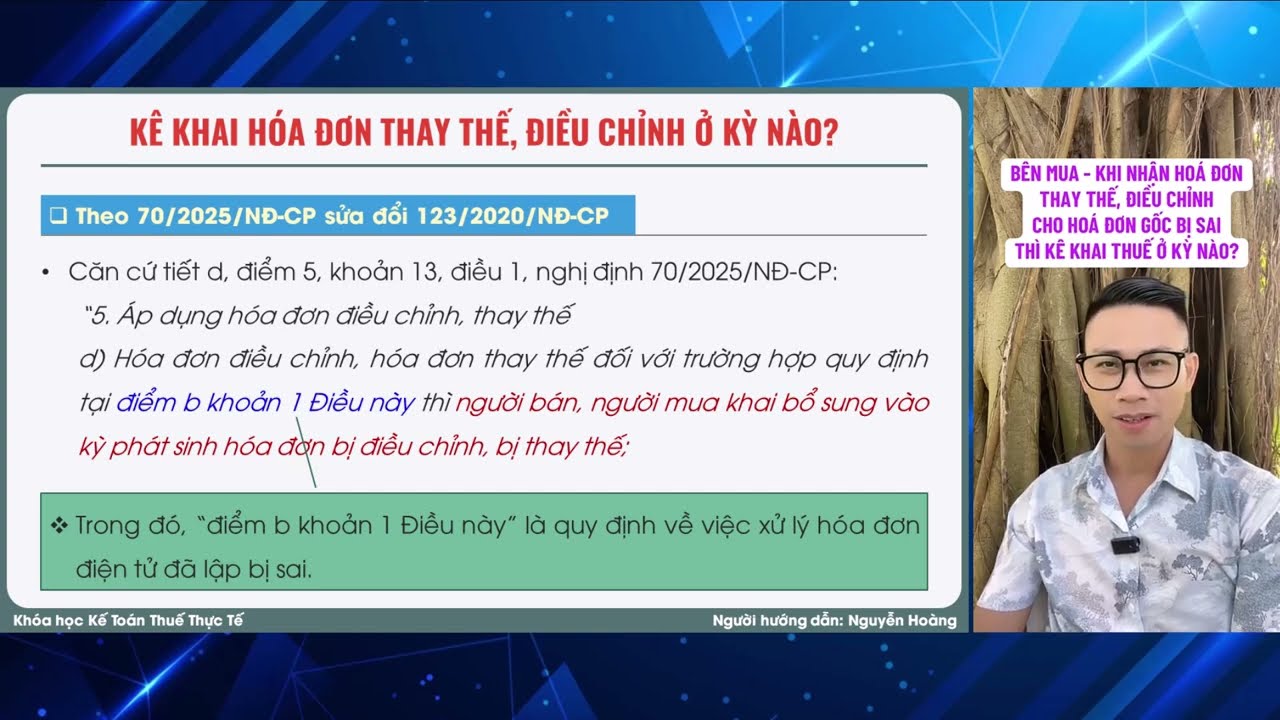 BÊN MUA - nhận được hóa đơn thay thế, điều chỉnh cho hóa đơn gốc bị sai, sẽ kê khai thuế ở kỳ nào?